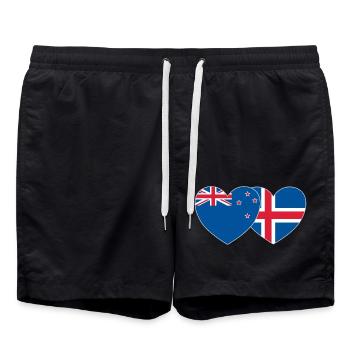 Neuseeland Island Flagge Herz - Badeshorts - Schwarz - Vorne - AI Model Male 185 light (185cm)