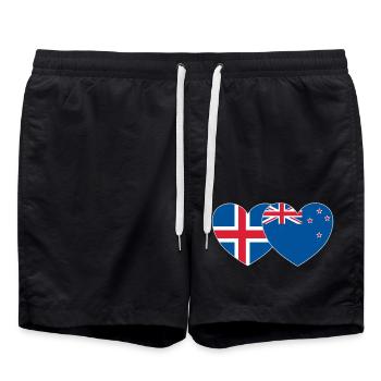 Island Neuseeland Flagge Herz - Badeshorts - Schwarz - Vorne - AI Model Male 185 light (185cm)