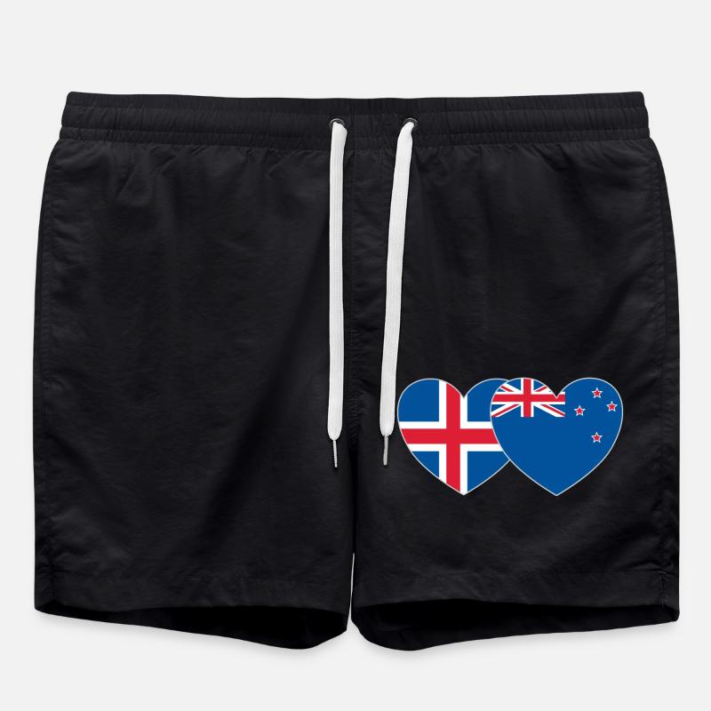 Islande Nouvelle-Zélande Flag Heart - Short de bain - noir