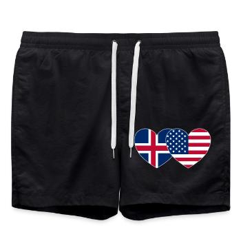 Islande usa Flag Heart - Short de bain - noir - Devant - AI Model Male 185 light (185cm)