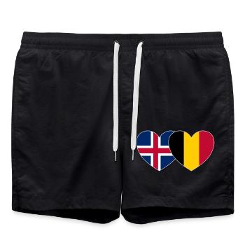 Island Belgien Flagge Herz - Badeshorts - Schwarz - Vorne - AI Model Male 185 light (185cm)