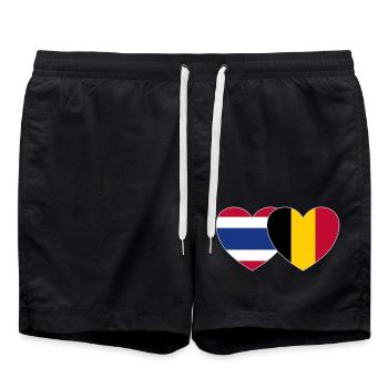 Thailand Belgium Flag Heart - Swim Trunks - black - Front - AI Model Male 185 light (185cm)