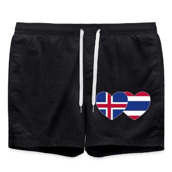 Islande Thaïlande Flag Heart - Short de bain - noir - Devant - AI Model Male 185 light (185cm)