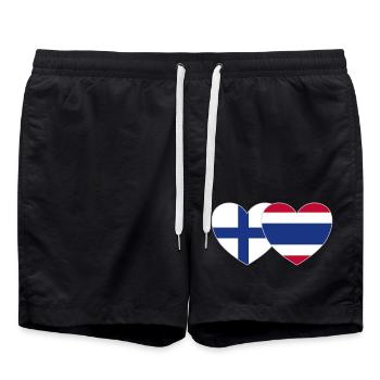 Finnland Thailand Flagge Herz - Badeshorts - Schwarz - Vorne - AI Model Male 185 light (185cm)