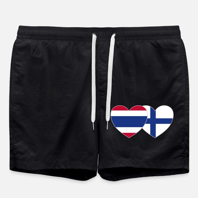 Thaïlande Finlande Flag Heart - Short de bain - noir