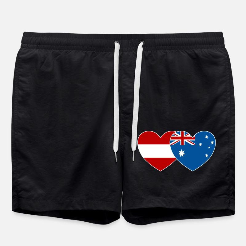 Autriche Australie Drapeau Coeur - Short de bain - noir