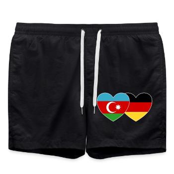 Azerbaijan Germany Flag Heart - Swim Trunks - black - Front - AI Model Male 185 light (185cm)