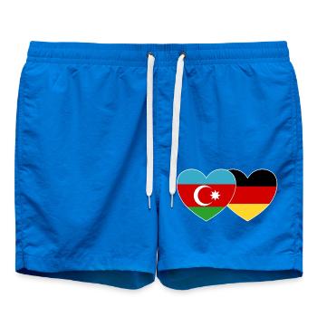 Azerbaijan Germany Flag Heart - Swim Trunks - cobalt blue - Front