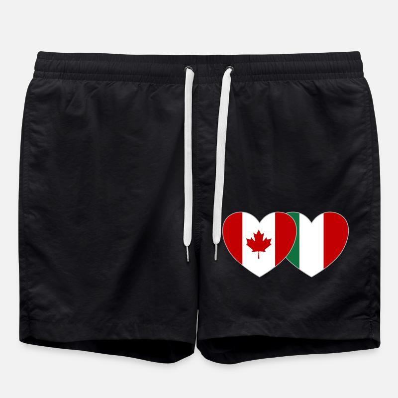 Canada Italy Flag Heart - Swim Trunks - black