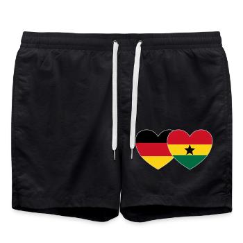 Germany Ghana Flag Heart - Swim Trunks - black - Front - AI Model Male 185 light (185cm)