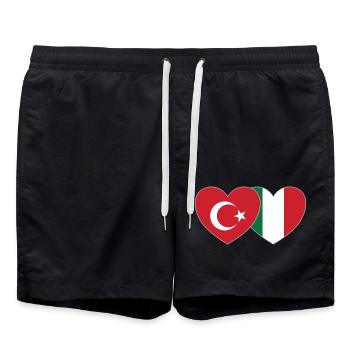 Turkey Italy Flag Heart - Swim Trunks - black - Front - AI Model Male 185 light (185cm)