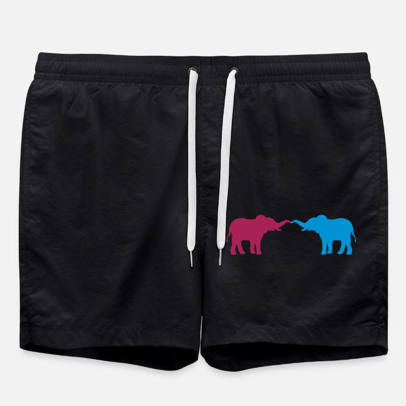 2 elephants in love couple - Swim Trunks - black