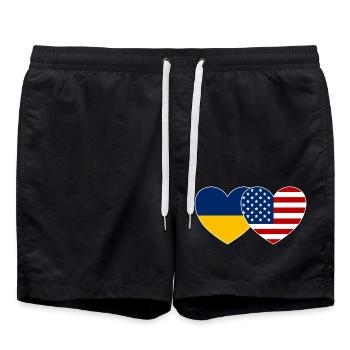 Ukraine États-Unis Flag Heart - Short de bain - noir - Devant - AI Model Male 185 light (185cm)