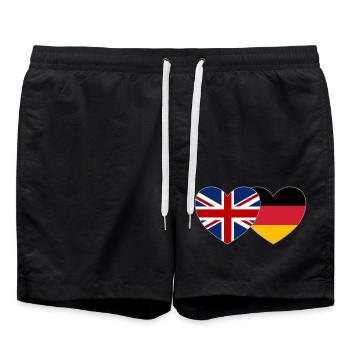 United Kingdom Germany Flag Heart - Swim Trunks - black - Front - AI Model Male 185 light (185cm)