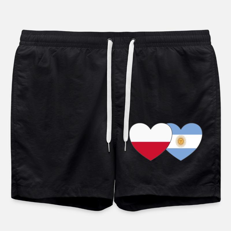 Pologne Argentine Drapeau Cœur - Short de bain - noir