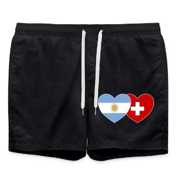 Argentine Suisse Drapeau Coeur - Short de bain - noir - Devant - AI Model Male 185 light (185cm)