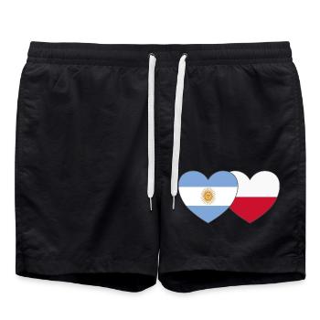 Argentine Pologne Drapeau Cœur - Short de bain - noir - Devant - AI Model Male 185 light (185cm)