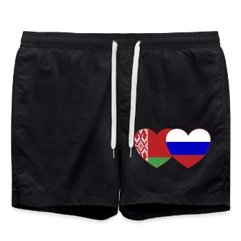 Belarus Russia Flag Heart - Swim Trunks - black - Front - AI Model Male 185 light (185cm)