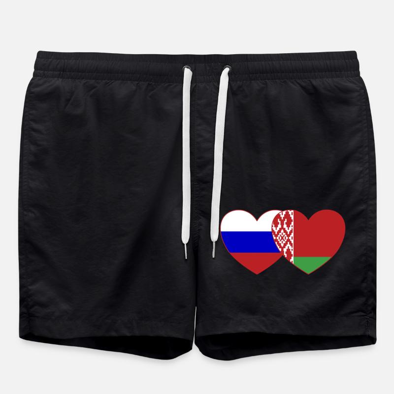 Russie Biélorussie Drapeau Cœur - Short de bain - noir