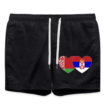 Biélorussie Serbie Drapeau Cœur - Short de bain - noir - Devant - AI Model Male 185 light (185cm)