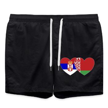 Serbie Biélorussie Drapeau Cœur - Short de bain - noir - Devant - AI Model Male 185 light (185cm)