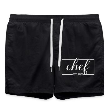Chef Est. 2023 Graduated Chef Culinary Art Student - Swim Trunks - black - Front - AI Model Male 185 light (185cm)