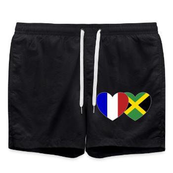 Frankreich Jamaika Flagge Herz - Badeshorts - Schwarz - Vorne - AI Model Male 185 light (185cm)