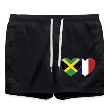 Jamaika Frankreich Flagge Herz - Badeshorts - Schwarz - Vorne - AI Model Male 185 light (185cm)