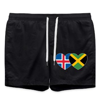 Islande Jamaïque Drapeau Coeur - Short de bain - noir - Devant - AI Model Male 185 light (185cm)
