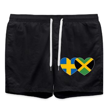 Suède Jamaïque Flag Heart - Short de bain - noir - Devant - AI Model Male 185 light (185cm)