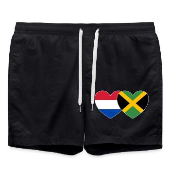 Holland Jamaica Flag Heart - Swim Trunks - black - Front - AI Model Male 185 light (185cm)