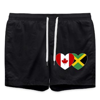 Canada Jamaica Flag Heart - Swim Trunks - black - Front - AI Model Male 185 light (185cm)