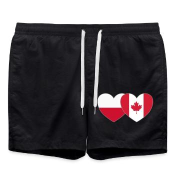 Polen Kanada Flagge Herz - Badeshorts - Schwarz - Vorne - AI Model Male 185 light (185cm)