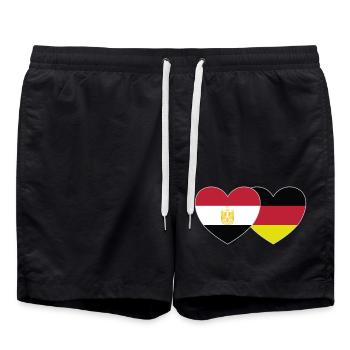 Egypt Germany Flag Heart - Swim Trunks - black - Front - AI Model Male 185 light (185cm)