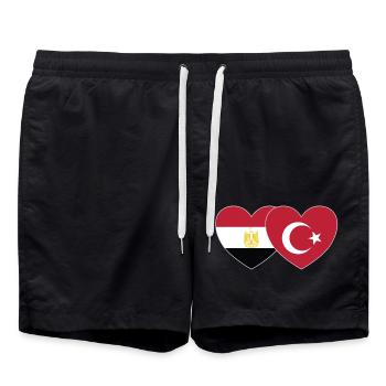 Egypt Turkey Flag Heart - Swim Trunks - black - Front - AI Model Male 185 light (185cm)
