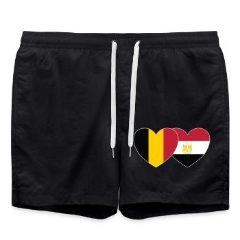 Belgium Egypt Flag Heart - Swim Trunks - black - Front - AI Model Male 185 light (185cm)