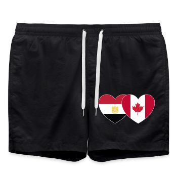 Egypt Canada Flag Heart - Swim Trunks - black - Front - AI Model Male 185 light (185cm)