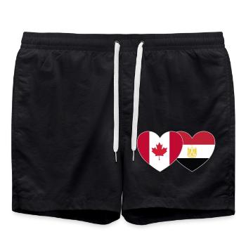 Kanada Ägypten Flagge Herz - Badeshorts - Schwarz - Vorne - AI Model Male 185 light (185cm)