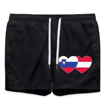 Slovenia Austria Flag Heart - Swim Trunks - black - Front - AI Model Male 185 light (185cm)