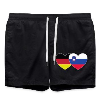 Germany Slovenia Flag Heart - Swim Trunks - black - Front - AI Model Male 185 light (185cm)