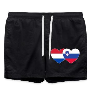 Hollande Slovénie Drapeau Cœur - Short de bain - noir - Devant - AI Model Male 185 light (185cm)