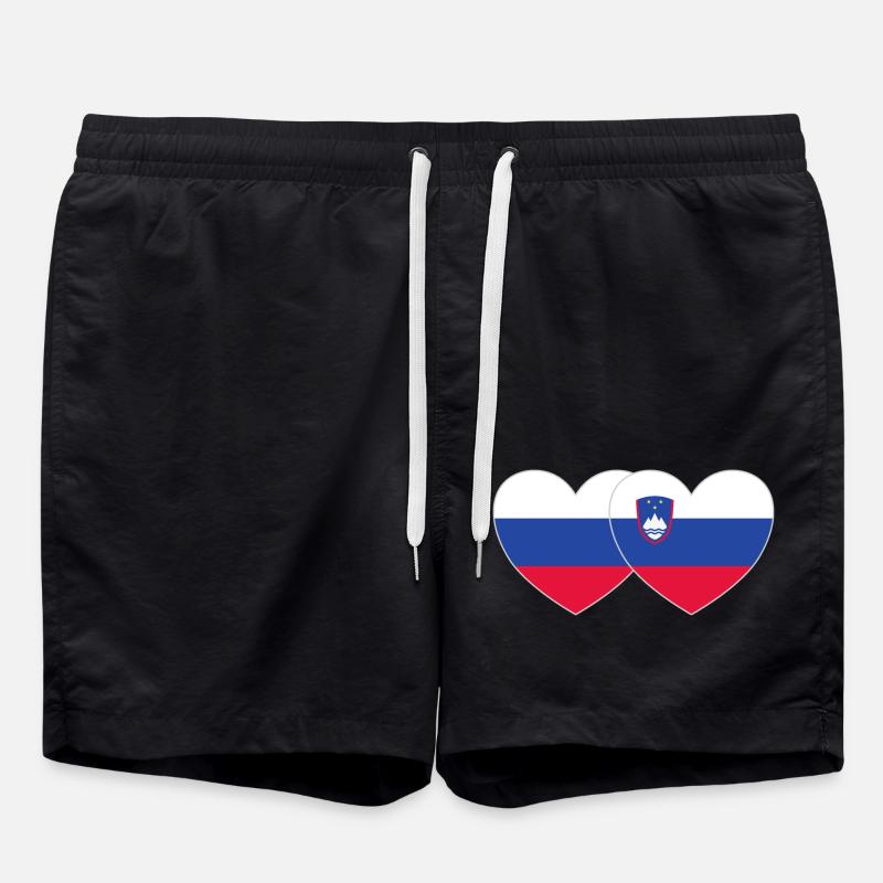 Russie Slovénie Drapeau Cœur - Short de bain - noir