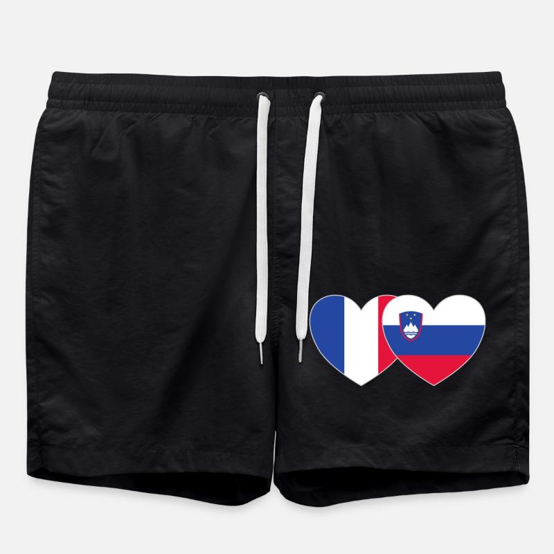 France Slovénie Drapeau Cœur - Short de bain - noir