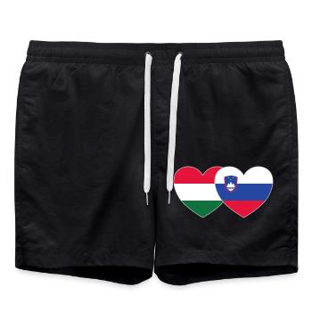 Hongrie Slovénie Drapeau Cœur - Short de bain - noir - Devant - AI Model Male 185 light (185cm)