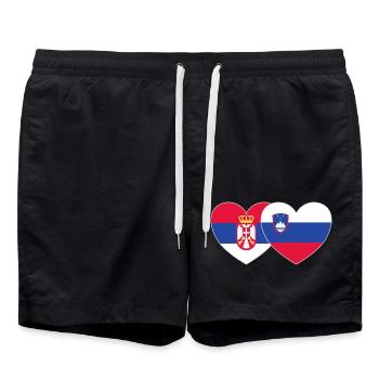 Serbie Slovénie Drapeau Coeur - Short de bain - noir - Devant - AI Model Male 185 light (185cm)
