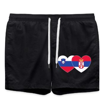 Slovénie Serbie Drapeau Cœur - Short de bain - noir - Devant - AI Model Male 185 light (185cm)