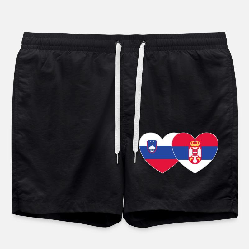 Slovénie Serbie Drapeau Cœur - Short de bain - noir