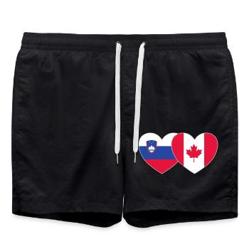 Slovenia Canada Flag Heart - Swim Trunks - black - Front - AI Model Male 185 light (185cm)