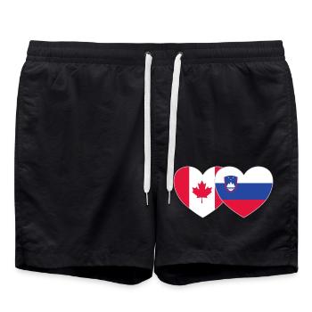 Canada Slovenia Flag Heart - Swim Trunks - black - Front - AI Model Male 185 light (185cm)