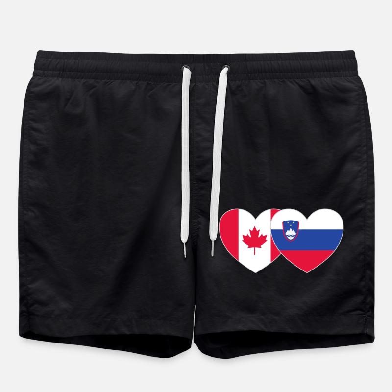 Drapeau Canada Slovénie Coeur - Short de bain - noir